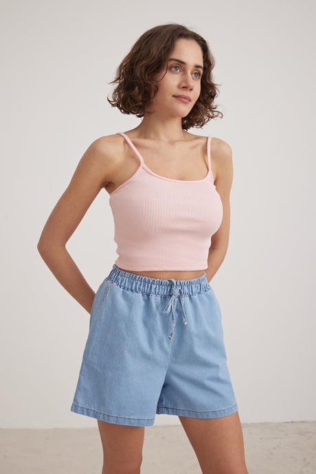 Askılı Kadın Crop Atlet PUDRA