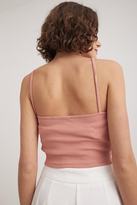 Askılı Taş İşlemeli Crop Atlet PUDRA