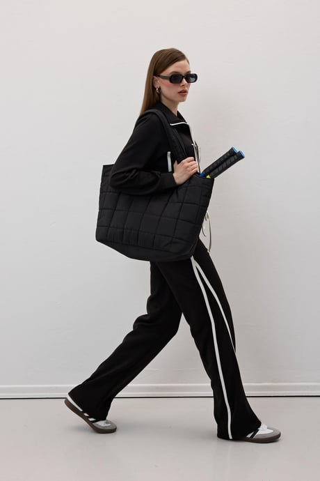 Beli Lastikli Garni Biye Detaylı Pantolon SİYAH