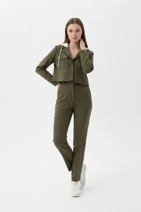 Çıkma Kapişonlu Spor Ceket HAKİ