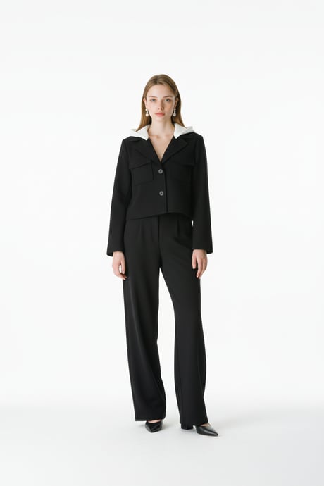 Çıkma Kapişonlu Spor Ceket SİYAH