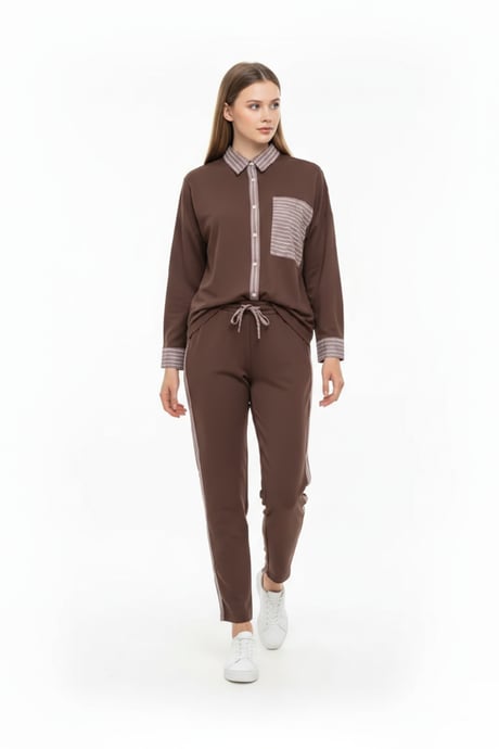 Garni Takım Gömlek KAHVE