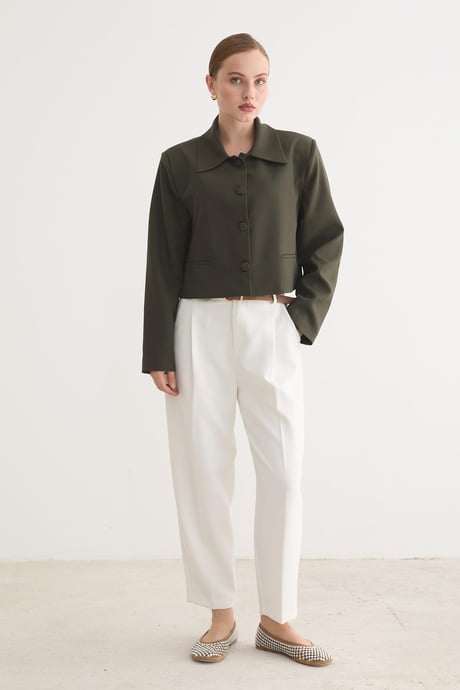 HÜRREM KUMAŞ KADIN CEKET HAKİ