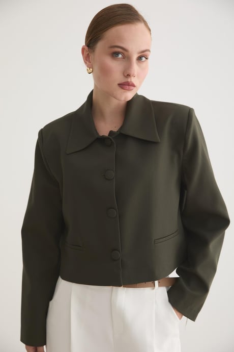 HÜRREM KUMAŞ KADIN CEKET HAKİ