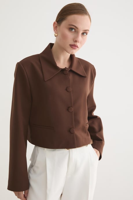 HÜRREM KUMAŞ KADIN CEKET KAHVE