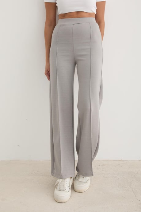 Kadın Beli Lastikli Çımalı Pantolon GRİ