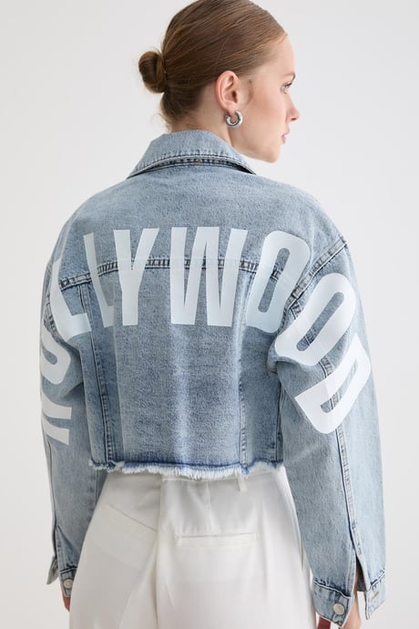 Kadın Crop Denim Ceket KAR YIKAMA