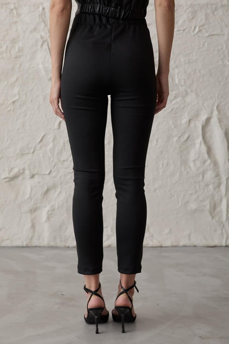 Kadın Lastikli Uzun Deri Pantolon SİYAH