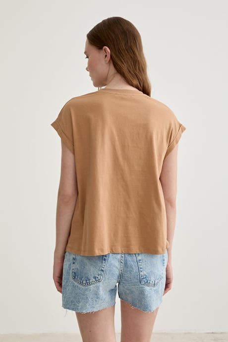 Kadın Love Baskılı Basic Tshirt BİSKÜVİ