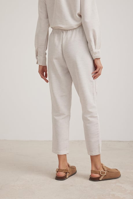 Keten Salaş Bel Lastikli Pantolon TAŞ