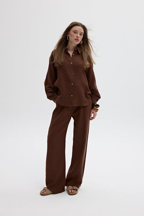 Müslin Salaş Kadın Pantolon KAHVE