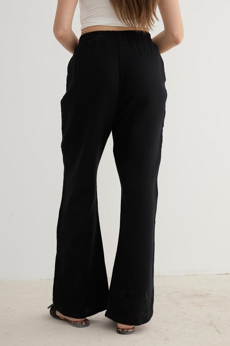 Müslin Salaş Kadın Pantolon SİYAH