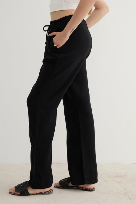 Müslin Salaş Kadın Pantolon SİYAH