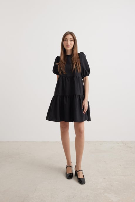 Sırt Bağlama Detaylı Kadın Elbise SİYAH