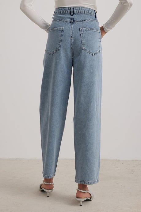 Skater Fit İnci Detaylı Blue Kadın Jean KAR YIKAMA