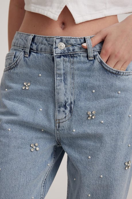 Taş Detaylı Kadın Jean BLUE