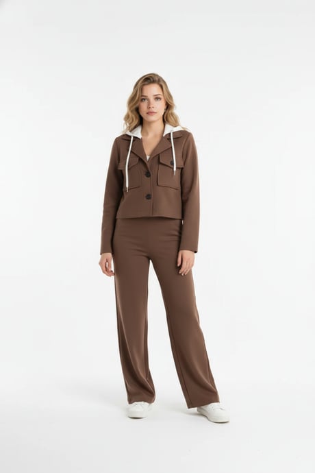 Tek Pileli Kumaş Pantolon KAHVE