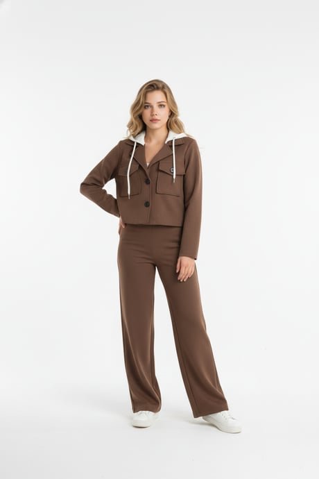 Tek Pileli Kumaş Pantolon KAHVE