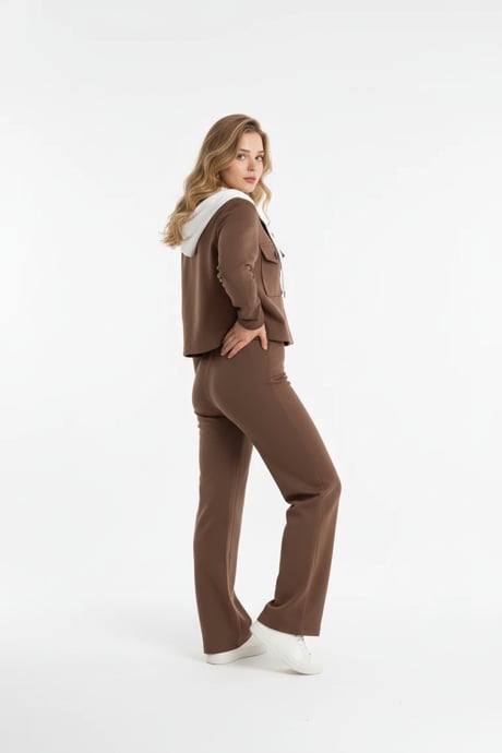 Tek Pileli Kumaş Pantolon KAHVE