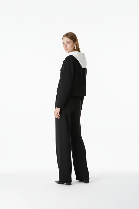 Tek Pileli Kumaş Pantolon SİYAH