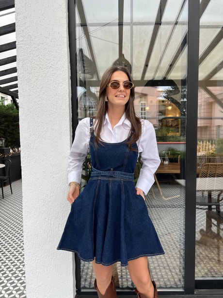 QULOVEYeni GelenlerAYARLANABİLİR ASKILI KISA KOT ELBİSE