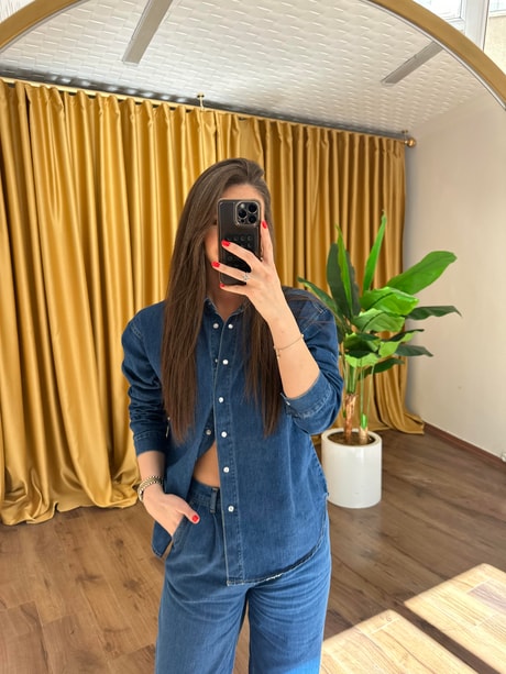 QULOVEYeni GelenlerMavi Gömlekli Denim Takım