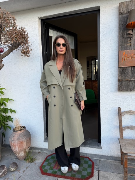 QULOVEYENİ GELENLERPoliviskon Haki Astarlı Trench