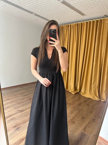 QULOVEYeni GelenlerSiyah Önü Fermuarlı Basic Elbise