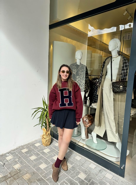 BASKI DETAYLI SWEAT BORDO
