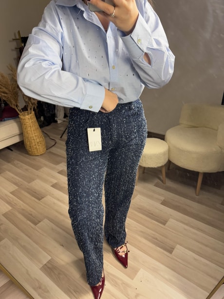 Taşlı Poplin Gömlek 