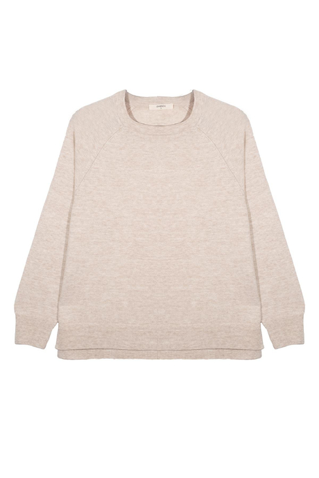 Açık Bej Bisiklet Yaka Kazak