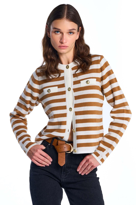 Çizgili Düğmeli Hırka