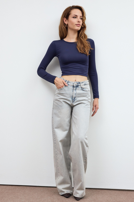 Lacivert Bisiklet Yaka Basic Body