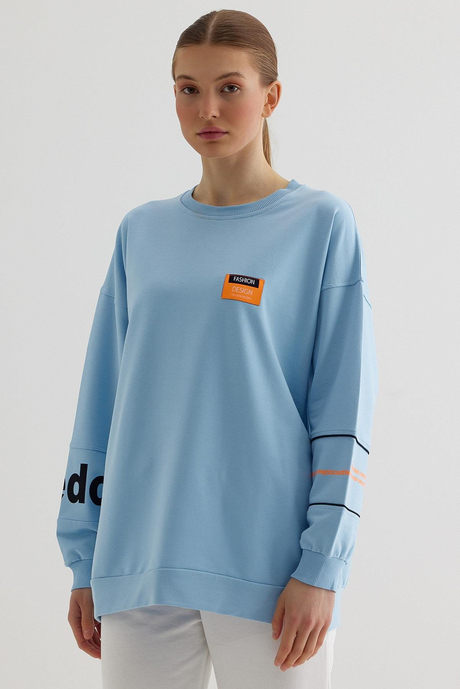 Mavi Bisiklet Yaka Sweatshirt