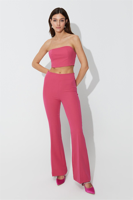 Pembe İspanyol Paça Kumaş Pantolon SS23P4730PE