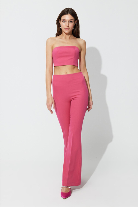 Pembe İspanyol Paça Kumaş Pantolon SS23P4730PE