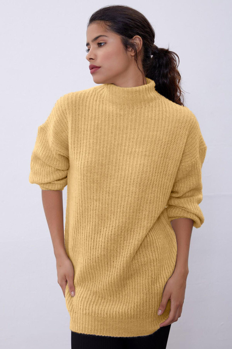 Yellow Long Tube Sweater SWK4334SR