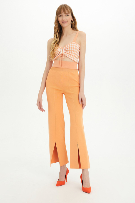 Sherin Woman Salmon Slit Detailed Knit Pants SWP4320SO