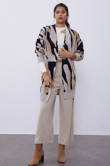 Stone Color Jacquard Knit Cardigan SWC4301TS