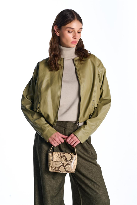 Yeşil Oversize Deri Ceket