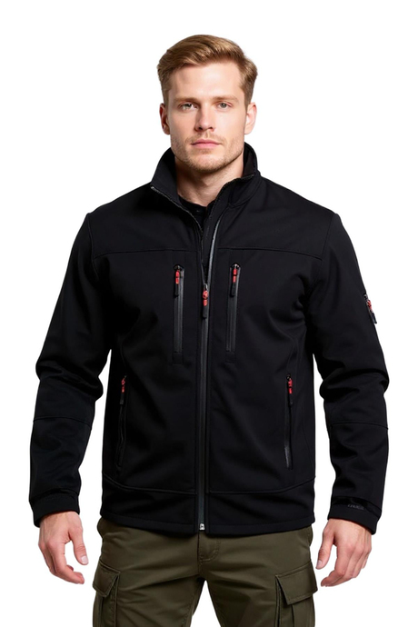 Softshell Kapüşonlu Siyah Mont