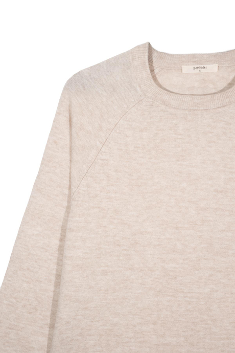 Açık Bej Bisiklet Yaka Kazak