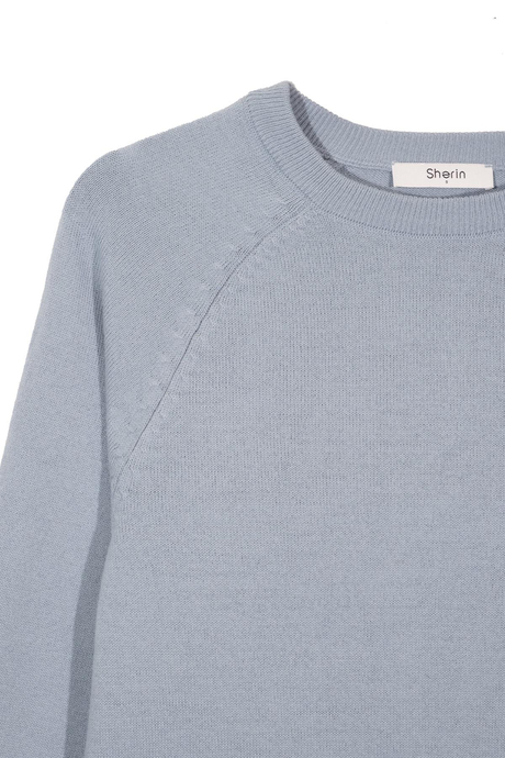 Açık Mavi Bisiklet Yaka Kazak