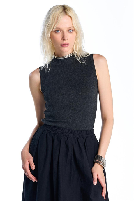 Antraist Düz Basic Triko Kazak