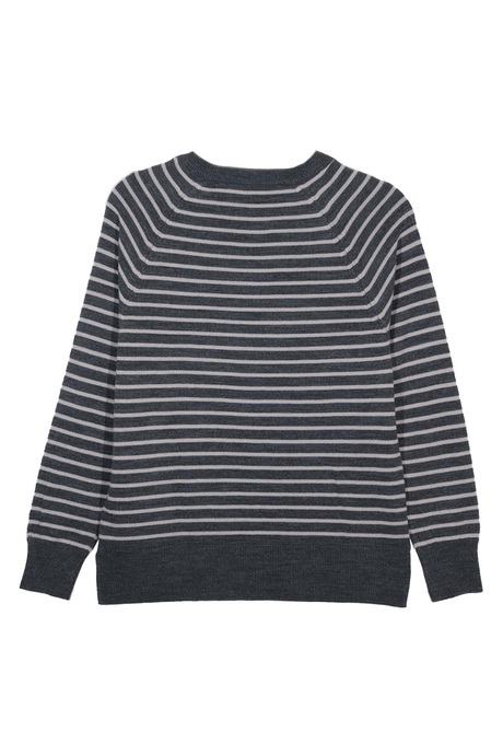 Antrasit Bisiklet Yaka Çizgili Kazak