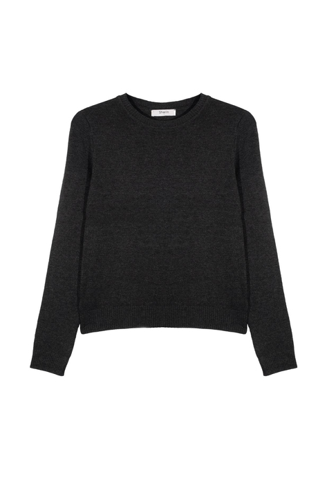 Anthracite Straight Basic Knitwear Sweater
