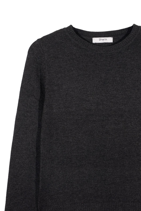 Anthracite Straight Basic Knitwear Sweater