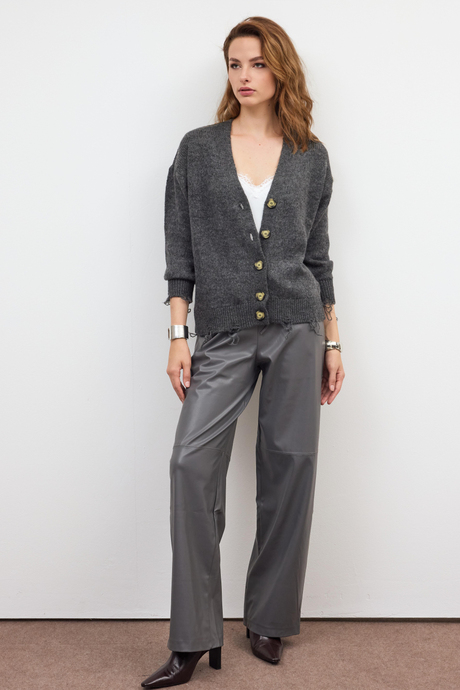 ANTRASİT YIRTIK DETAYLI HIRKA