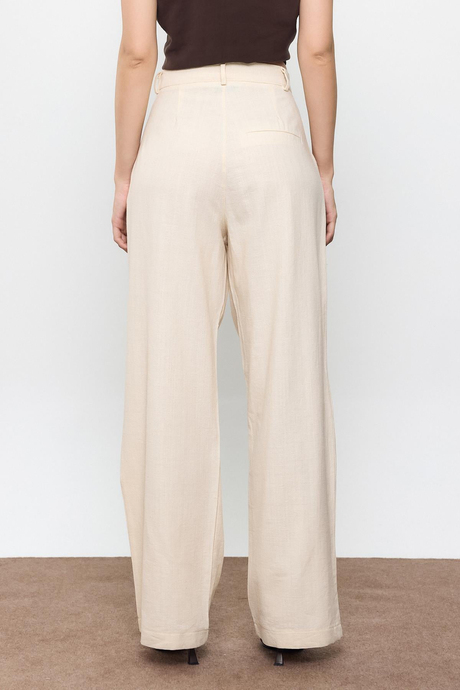 Bej %100 Cotton Dad Fit Pantolon