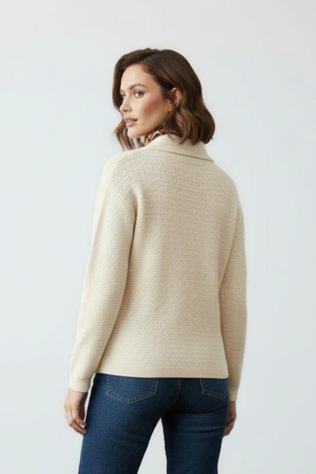 Bej Polo Yaka Oversize Triko Kazak